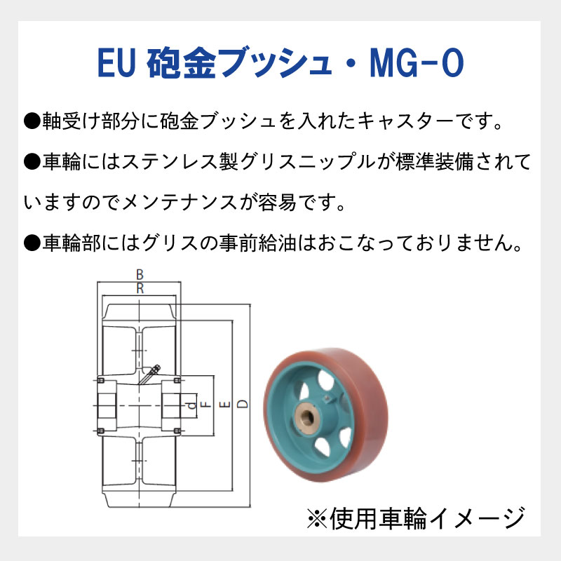 <メーカー直送> 【受注生産品】【選択あり】岡本工機 船台キャスター E砲金ブッシュ・MG-O 自在タイプ ウレタン車輪 / 鋳物