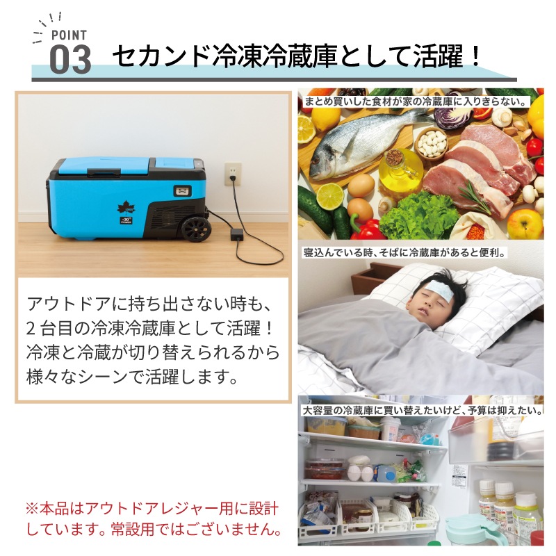 LOGOS ロゴス (野電) エレキャン・凍結冷凍冷蔵庫 25-BF (-30℃/20℃ 2ドア ホイール) / 74175092 タイヤ付き シガーソケット AC/DC