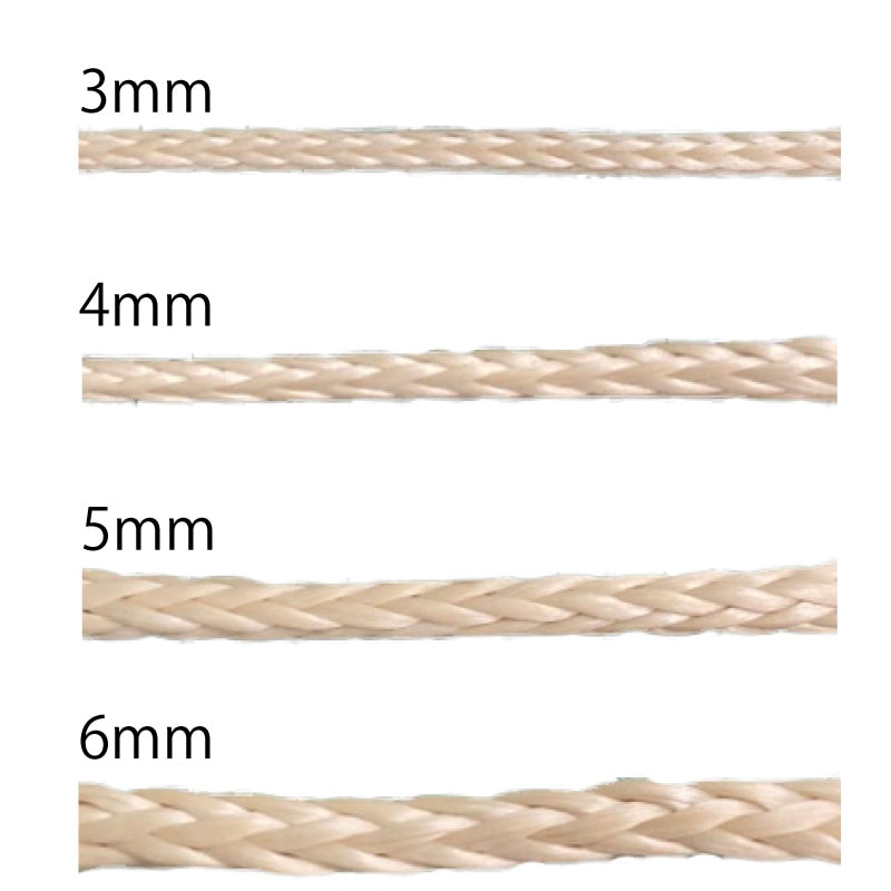 【選択あり】レーシングロープ V12 3mm~6mm / 1m単位 切り売り ベージュ ひも 船 ボート