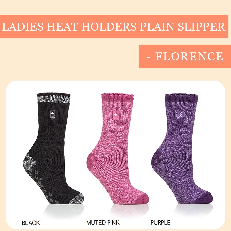 【選択あり】HEAT HOLDERS ヒートホルダーズ サーマルソックス PLAIN SLIPPER FLORENCE レディース 22.5cm~26.5cm BSLHH496G1 / 靴下 暖かい 防寒 保温
