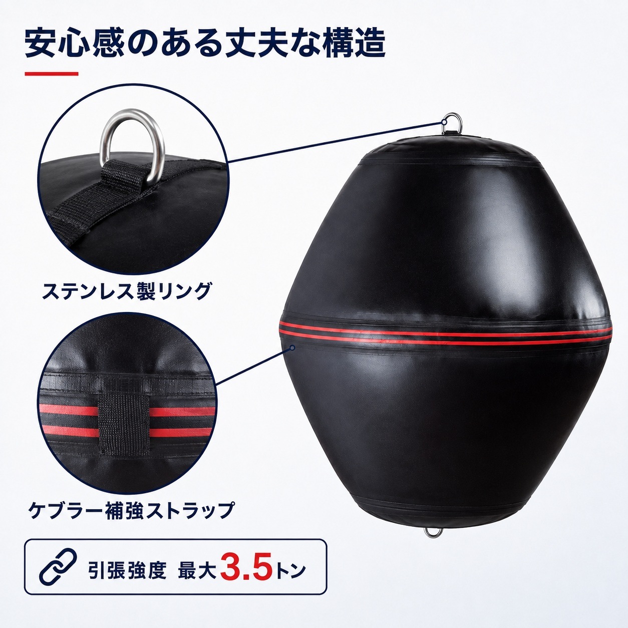<取り寄せ>Fendress フェンドレス 丸型 インフレータブルフェンダー | BF24 BF30 BF36 ボート用 防舷材 エアフェンダー ブラック