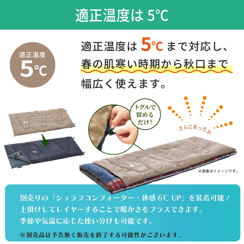 LOGOS シュラフコンフォーター 抗菌防臭 丸洗いディープスリーパー（SC）・5 / 72602055 適正温度5℃ 寝袋 収納袋 連結 ハンガーループ
