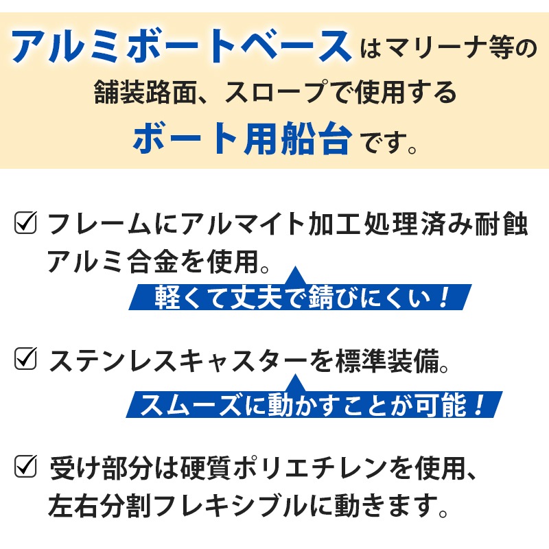 <メーカー直送> ファクトリーゼロ アルミボートベース AB17PE150S / SUS150キャスターS付 船台 ボート 船舶
