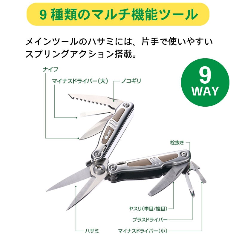 LOGOS ロゴス PROマルチツール9 / 84330310 マルチツール ハサミ ナイフ ノコギリ ヤスリ プラスドライバー マイナスドライバー 栓抜き