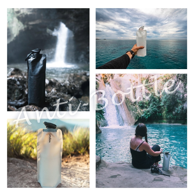【選択あり】vapur ヴェイパー  Anti-Bottle Wide Mouth 1L  / 6色 折畳み 水筒 冷凍 洗える カラビナ付き