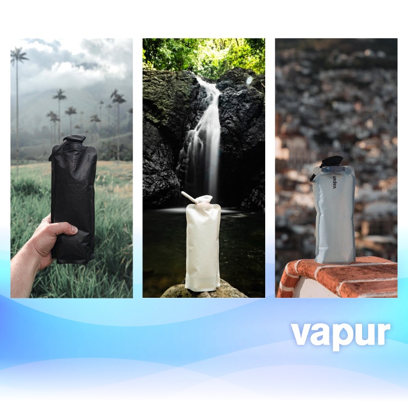 【選択あり】vapur ヴェイパー  Anti-Bottle Wide Mouth 1L  / 6色 折畳み 水筒 冷凍 洗える カラビナ付き