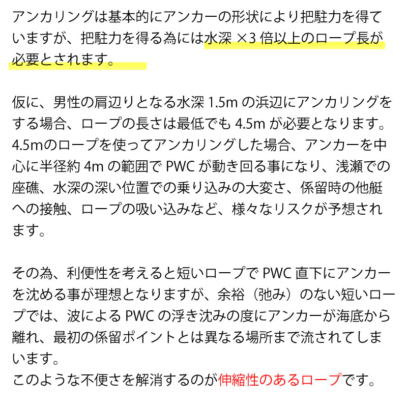 【選択あり】のびのび アンカーロープ 10ｍｍ 6種類 / PWC 水上バイク ジェットスキー