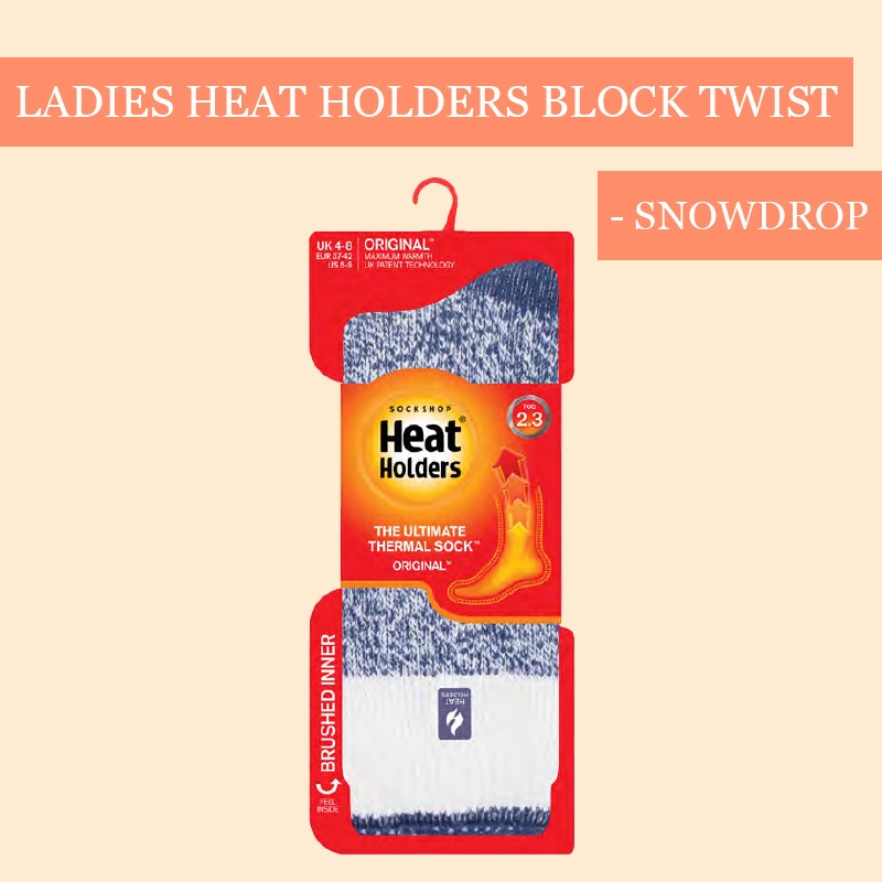 【選択あり】HEAT HOLDERS ヒートホルダーズ サーマルソックス BLOCK TWIST SOCKS SNOWDROP レディース 22.5cm～26.5cm BSLHH467G1 / 靴下 暖かい 防寒 保温