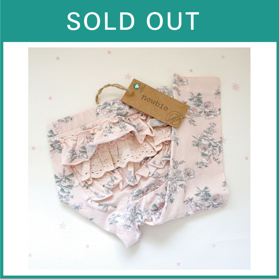 newbie/バックフリル付フローラルレギンス（ピンク）