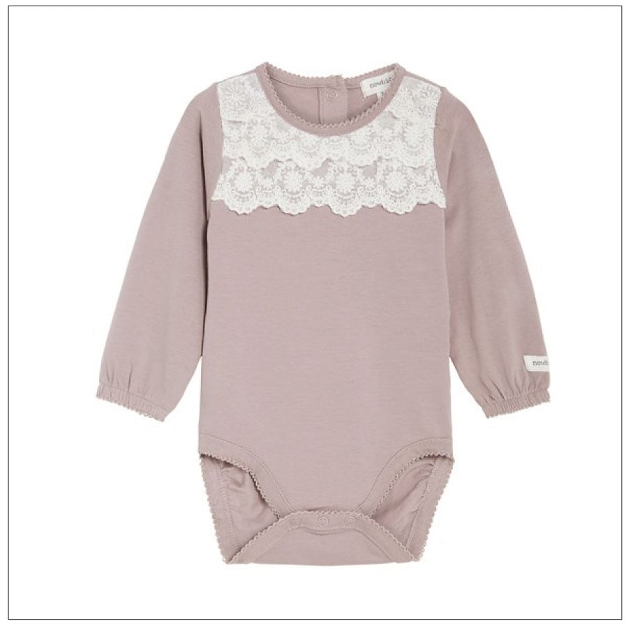 newbie/刺繍レースロンパース（パープル）