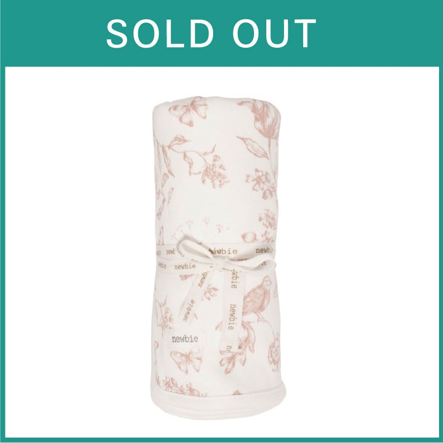 newbie　//ブランケット（花柄と昆虫）ピンク