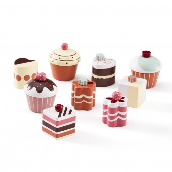kids concept //ケーキピース 9個セット Pastries play set  木製おもちゃ　おままごと　フィーカ　北欧おもちゃ