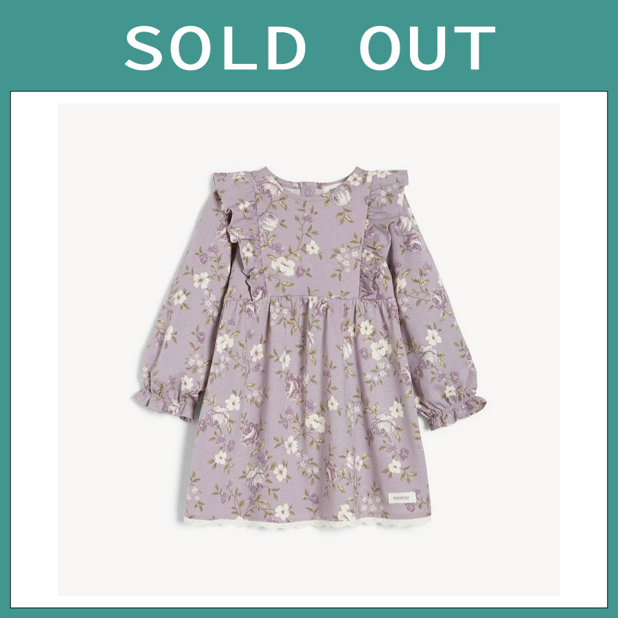 【newbie】ニュービー lilac floral dress ライラックドレス ワンピース　長袖
