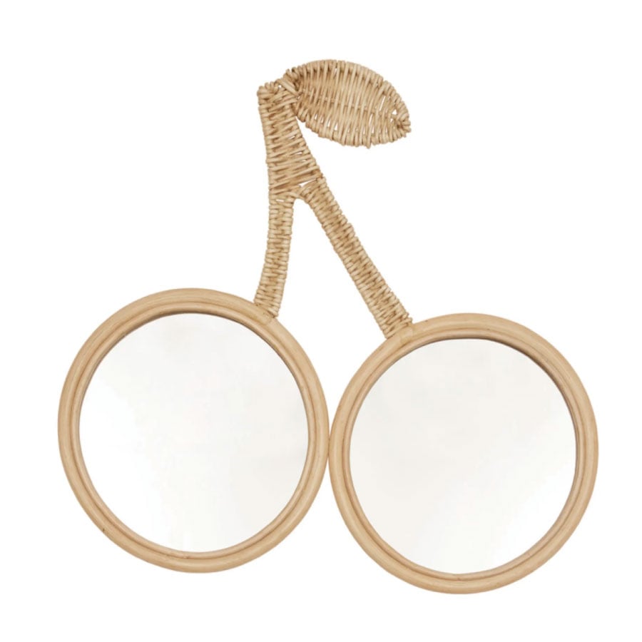 【oyoy living】さくらんぼ　ラタンミラー cherry 子ども部屋 キッズルーム　ルームミラー  ウォールミラー 壁掛け