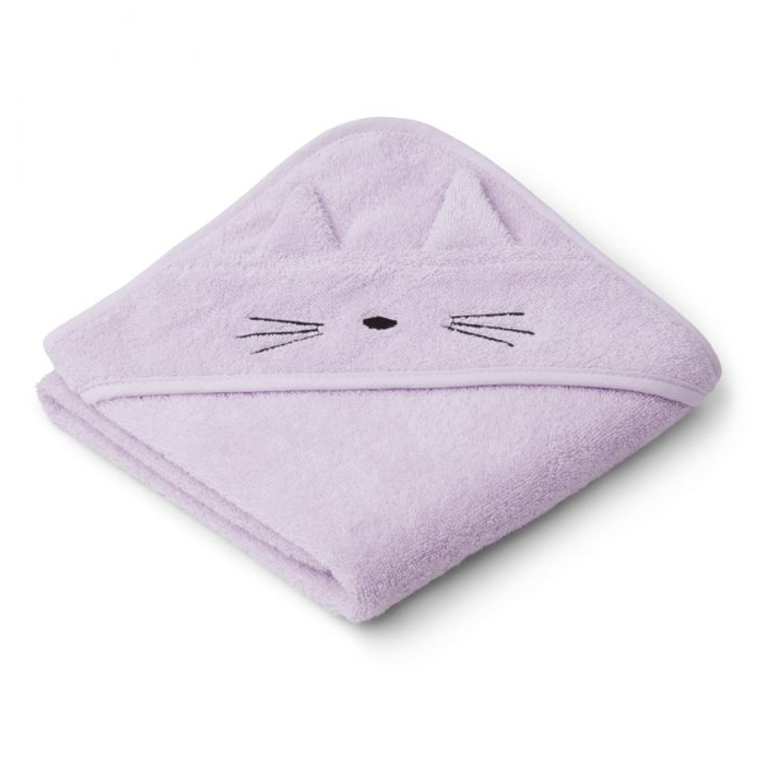 liewood //オーガニックコットンバスタオル（ねこ/ラベンダー）S