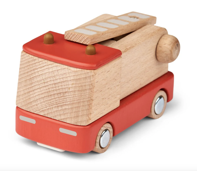 liewood リーウッド Village Fire truck(手のひらサイズの消防車）車 働くクルマ 木のおもちゃ