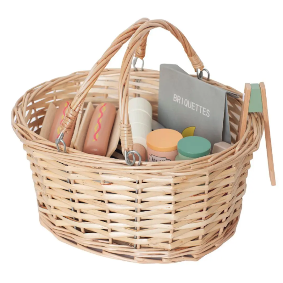【Jabadabado】ジャバダバドゥ Wooden BBQ Basket 木製おままごと BBQセット バスケット付