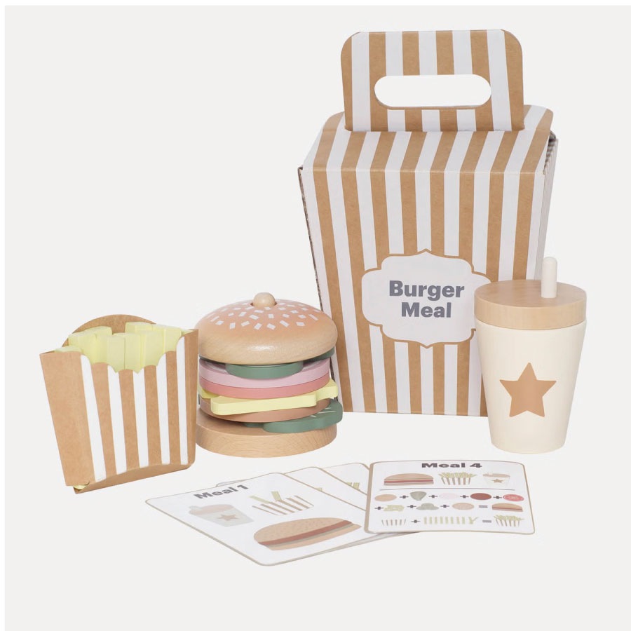 【Jabadabado】ジャバダバドゥ Burger Activity Set 木製おままごと ハンバーガー ハンバーガ屋さん