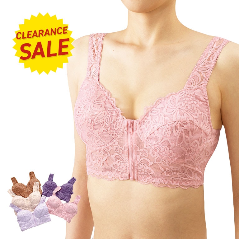 アウトレット】 前開き らくらく レースブラ M L LL 【通常