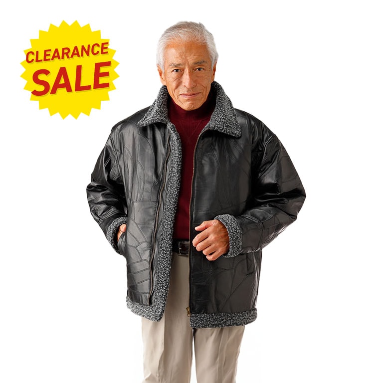 美品）papas パパス 羊革レザーブルゾン ラム革ジャケット ブロックチェック アウトレット】ラム革 パッチワーク ボア ブルゾン 【通常