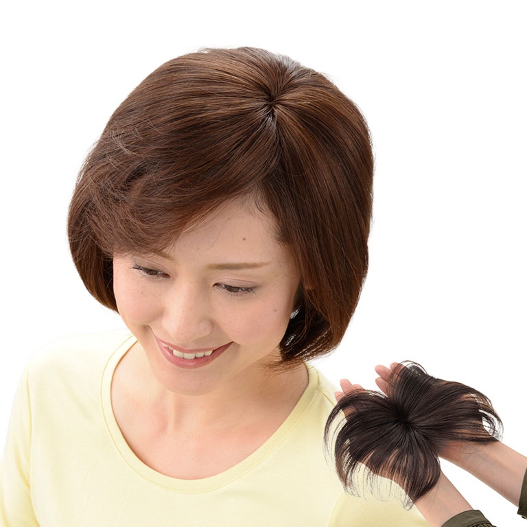 人毛100%ミニつむじヘアピース ワイド 【通常】