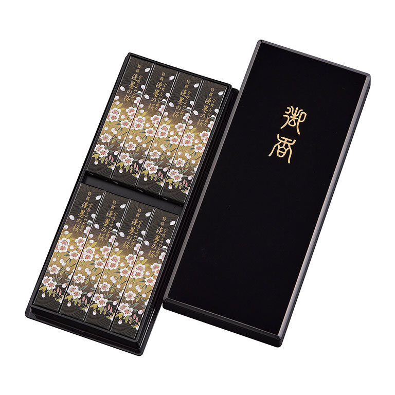 直送】 宇野千代のお線香 特撰淡墨の桜 塗箱8箱入 無地熨斗付