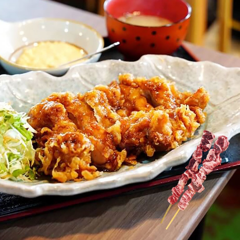 【直送】 熊本黒酢チキン南蛮・特大中落カルビ牛串セット