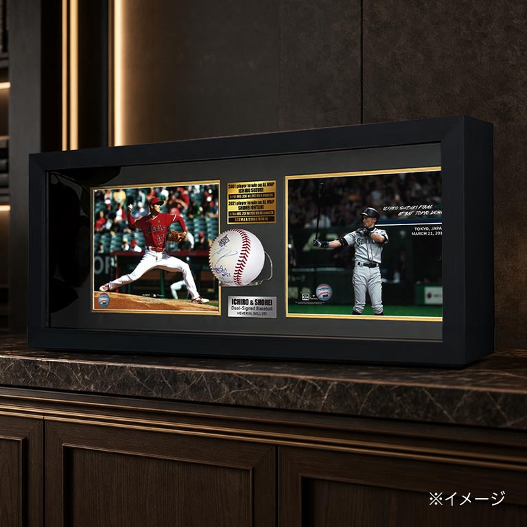 【直送】 「イチロー」×「大谷翔平」直筆サインボール＆公式フォト2枚セット