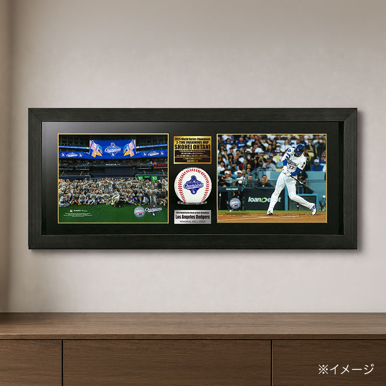 【直送】 MLB公式フォト2枚＋寄せ書きサイン入り記念ボール額装