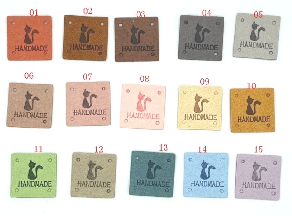 ◇T-78◇【デザイン革タグ】15色展開 猫 5枚セット【梱包スペース1