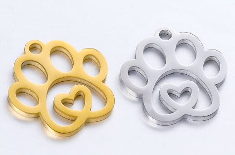 ◇C-11◇【チャーム】肉球＆ハート ステンレススチール製【梱包