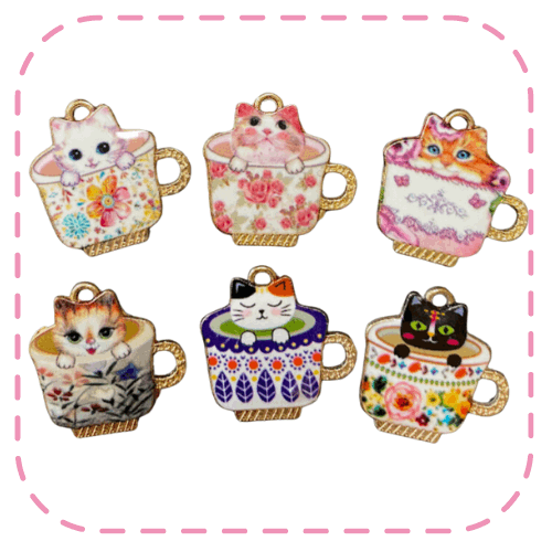 ◇C-101◇【チャーム】ティーカップinキャット 2個セット【梱包