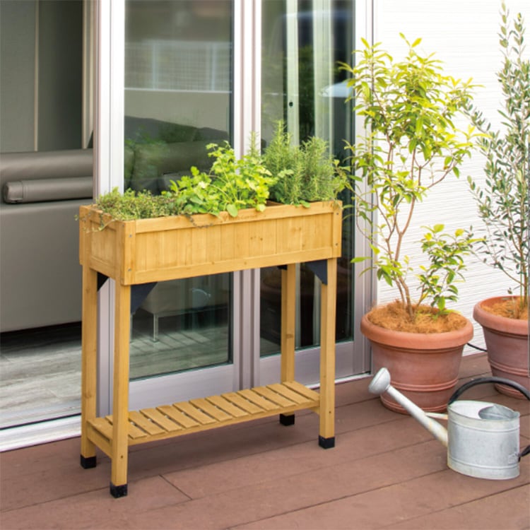 タカショー　レイズドヘッド　ハーブプランター　WK-08F レイズドベッド ハーブプランター スリム ナチュラル — Living Garden