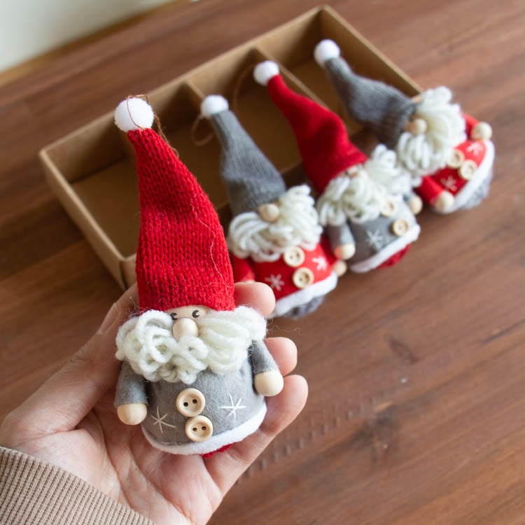 アンティーク風Buone Feste フワフワサンタ 置物×4セット 楽天