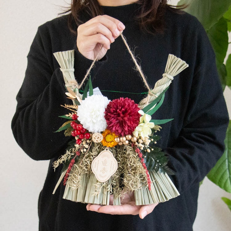 お正月飾りに＼中身が見えるBOX入り／ ナチュラル しめ飾り[伊勢風