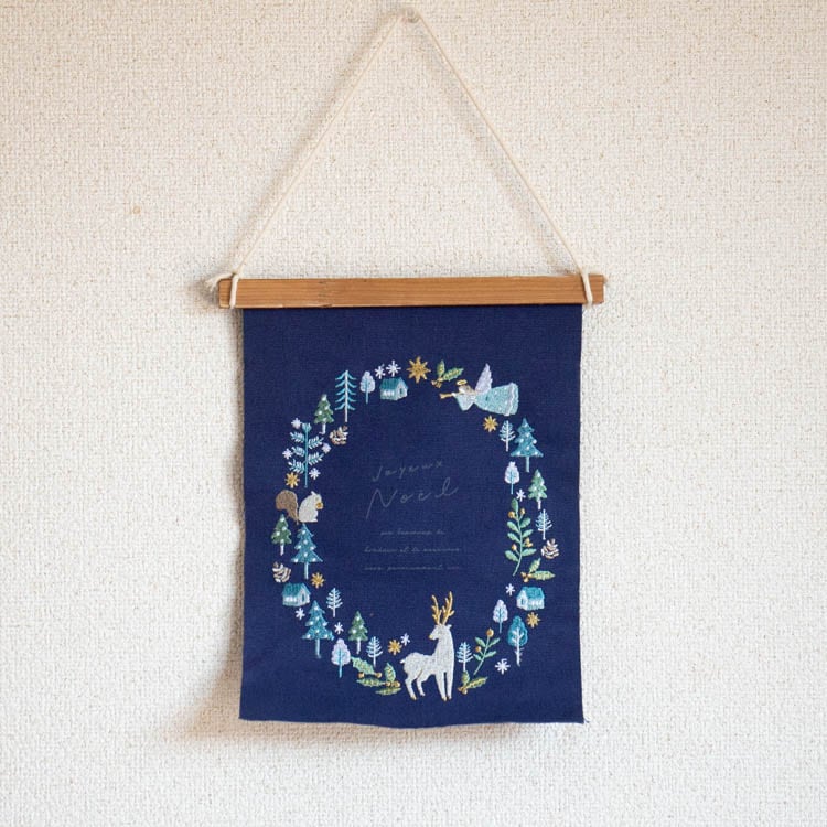 クリスマス 雑貨 [刺繍 ミニタペストリー ネイビーノエル CM1531