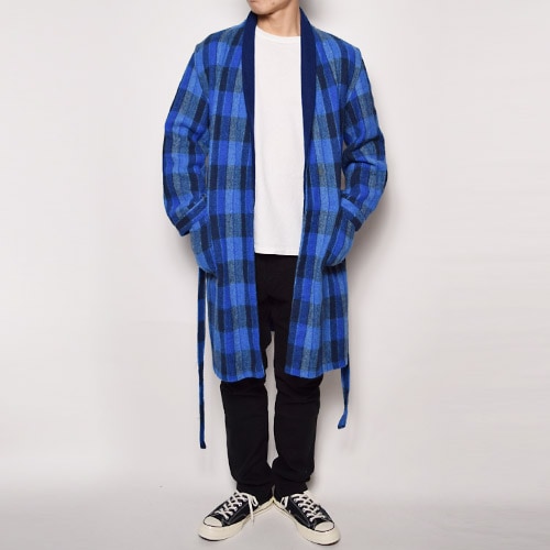 Checked Wool Gown Coat(チェックウールガウンコート)ネイビー×ブルー