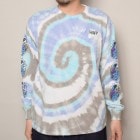 HWY×US/Tie Dye Multi Flames L/S Pocket T-Shirt （エイチダブリューワイ×アス タイダイTシャツ）パープル×ブルー×グレー(B) [a-3638]