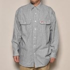 ・Ben Davis/L/S Hickory Stripe Work Shirt（ベン デイビス ヒッコリーシャツ）ホワイト×ネイビー/サイズL [z-3306]
