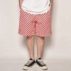 Checkerboard Baker Easy Short Pants（チェッカーボードイージーショートパンツ）ホワイト×レッド [a-3769]