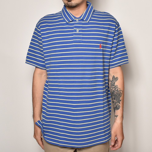 ・Polo Ralph Lauren/S/S Border Polo Shirt（ラルフローレン ポロシャツ）ブルー×イエロー/サイズXL  [z-3897]-US ONLINE SHOP