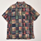 ��Polo Ralph Lauren/S/S Patchwork Shirt�ʥ��ե������ �ѥå��������ġ˥��꡼��ߥ�åɡߥͥ��ӡ�/������M [z-3933]