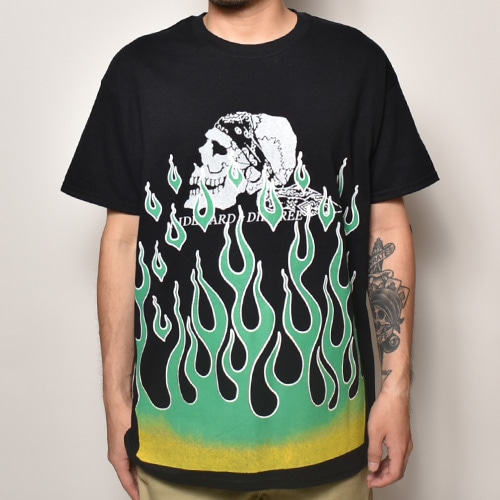 Flames & Skull T-Shirt（フレームス＆スカル Tシャツ）ブラック