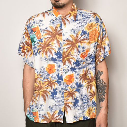 Vintage Aloha Shirts(ヴィンテージアロハシャツ)ブルー×ホワイト