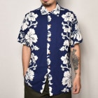 ・Vintage Aloha Shirts（ヴィンテージアロハシャツ）ネイビー×ホワイト/サイズM相当 [z-4128]