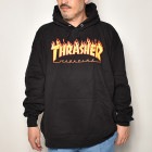 Thrasher Magazine/Flame Logo Hoodie（スラッシャーマガジン パーカー）ブラック  [a-4753]|スウェットシャツ