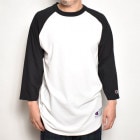 Champion/3/4 Sleeve Raglan Baseball T-Shirt（チャンピオン ベースボールボールTシャツ）ホワイト×ブラック [a-4825]
