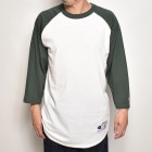 Champion/3/4 Sleeve Raglan Baseball T-Shirt（チャンピオン ベースボールボールTシャツ）ホワイト×グリーン [a-4829]