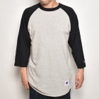 Champion/3/4 Sleeve Raglan Baseball T-Shirt（チャンピオン ベースボールボールTシャツ）グレー×ブラック [a-4830]