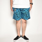 Crazy Spiral Patterned Easy Short Pants（クレイジースパイラルイージーショートパンツ）ターコイズブルー×ブラック [a-5095]